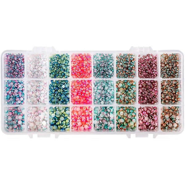 4800 st Platta Bakpärlor 8 Färger Akryl Halvrunda Platta Bakpärlor Imitations Pärla Cabochon för Hantverk Scrapbooking Dekoration Skor Bröllopsklänning DIY