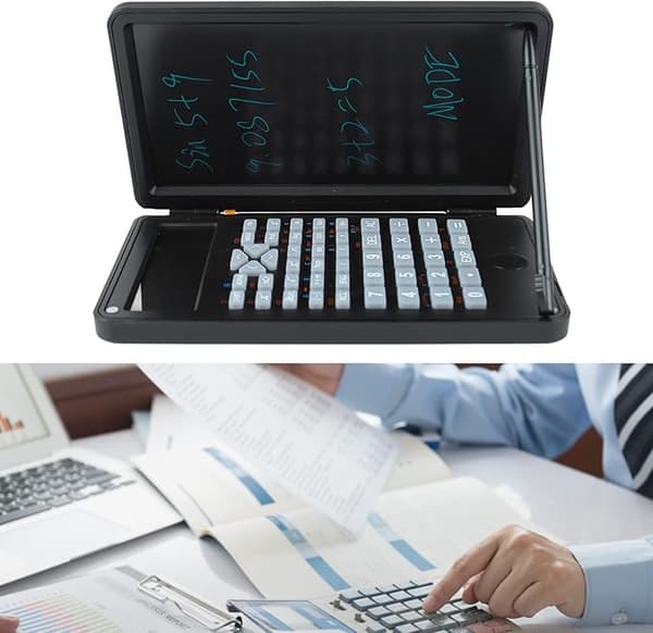 Vitenskapelig kalkulator med skriveplate, 15 x 8,9 x 2 cm ABS 2 linjer LCD skrivebordskalkulator