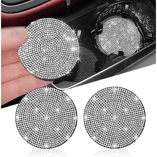 4 st Bilstötsabsorberande Mugghållare, 2,75 Tum Halkskydd Stötsäker Universal Fashion Bilunderlägg Insats Kristall Rhinestone Auto