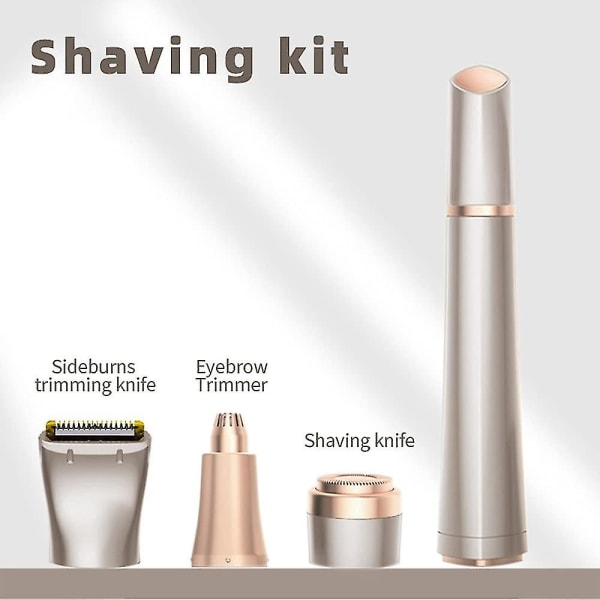 Ansikts Epilator Smärtfri Hårborttagning Epilatorer 3-i-1 Epilering Kropp Ansiktshårborttagare Epilator Batteridriven Ögonbryns Trimmer rose gold