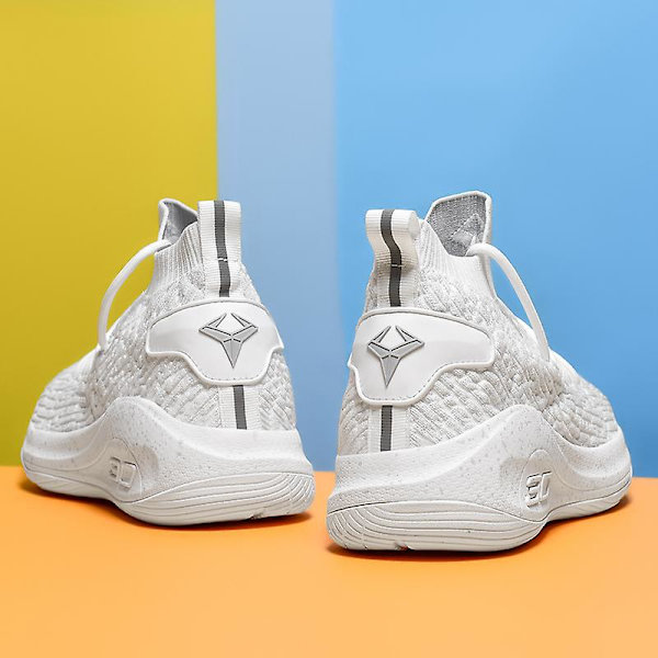 Herre Basketballsko Åndbare Skridsikre Sports Løbesko 6907 White EU 39