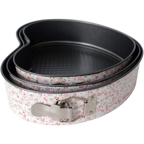 Sæt med 3 Non-stick Hjerte Springform Pannon-stick Cheesecake Hjerteformede Kageforme DIY Hjerte Bageforme