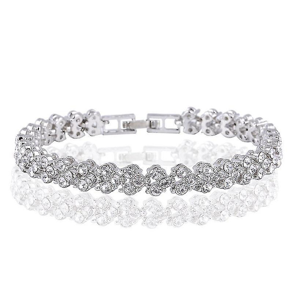 Farverige krystalarmbånd med perler til kvinder, heldig skinnende håndledskæde, slidstærk modehånd White