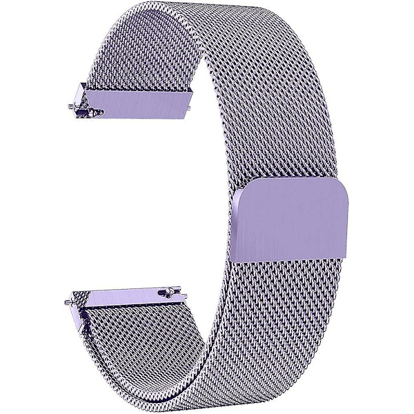 22mm Rem For Samsung Garmin Huawei, Magnetisk Armbånd i Rustfritt Stålnett For Menn og Kvinner (lavendel lilla)