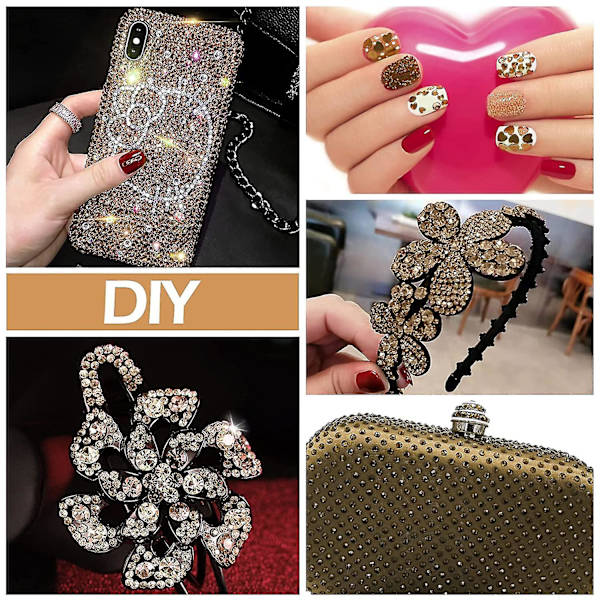 Nagelkonst Rhinestones, Multi Shapes Glas Kristall Ab Rhinestones, 3d Flatback Kristaller Diamanter Nagelstenar För Nagelkonst Hantverk (Champagne Guld)