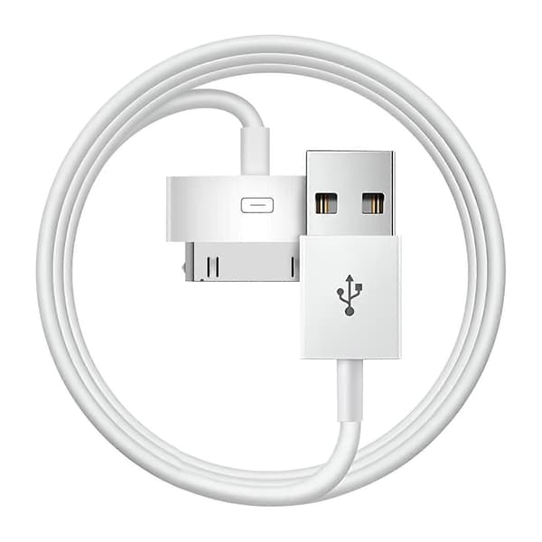 Apple Kabel 30 Pin til USB Opladning og Synkronisering Længde 1m, Hvid