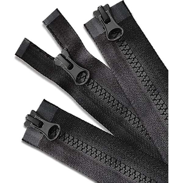 63.5 cm Jakke Glidelås, 5 Slitesterke Glidelåser for Jakke (3 stk), Svart Plastikk Glidelås Erstatning for Jakke, Delbar Glidelås for Jakke, Dunjakke, Genser
