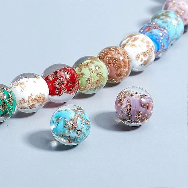 30 kpl Goldsand Lampwork lasihelmiä pyöreitä välihelmiä korujen valmistukseen