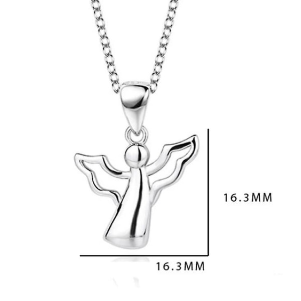 Kvinnors 925 Sterling Silver Ängel Hjärta Talisman Halsband