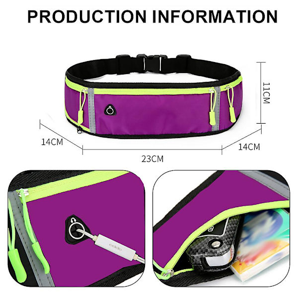 Sportficka - Vattentät, osynlig, ultratunn midjeväska purple