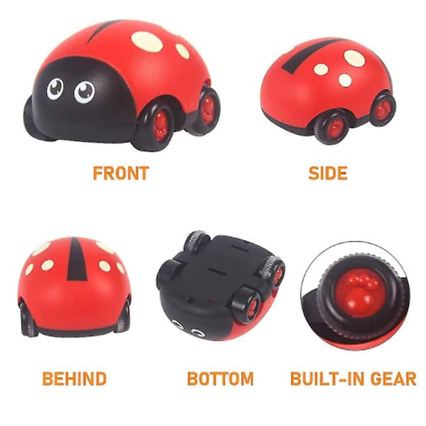 Cartoon Inertial Insect Pull-back Car Light Double Pull-back Resistance Car Beetle Toy Car Blue