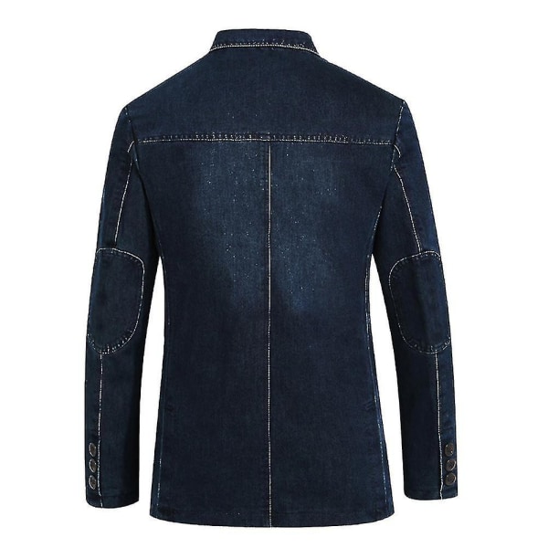 Denim Blazer Jakke Dressjakke Herre Casual Hverdagsstil Multi Lomme Denim Hakket Revers Dark Blue XL
