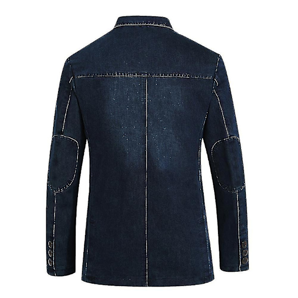 Kavaj i denim med krage och flera fickor för vardagsbruk Dark Blue XL