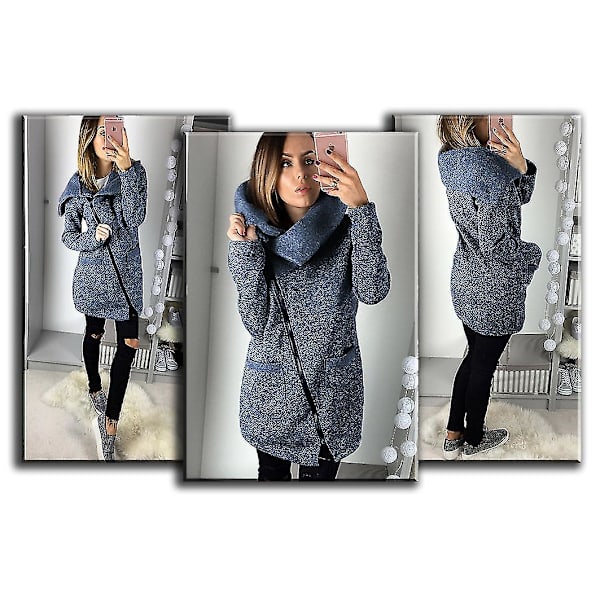 Höst Dam Hög Hals Casual Jacka Kappa Parka Hoodie Lång Dragkedja Ytterkläder Toppar 5XL A