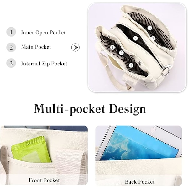 Canvas skuldertaske lille mulepose til kvinder afslappet tophåndtag taske flere lommer crossbody taske damer messenger taske grøn