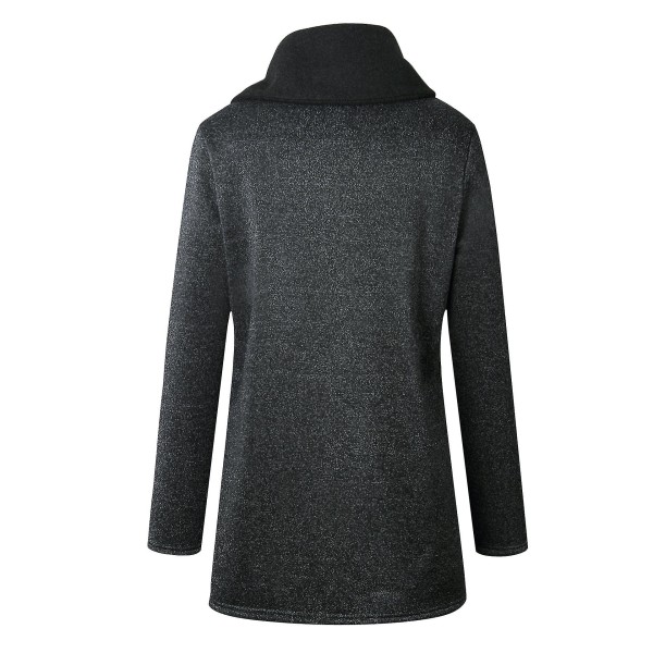 Höst Dam Hög Hals Casual Jacka Kappa Parka Hoodie Lång Dragkedja Ytterkläder Toppar XL A