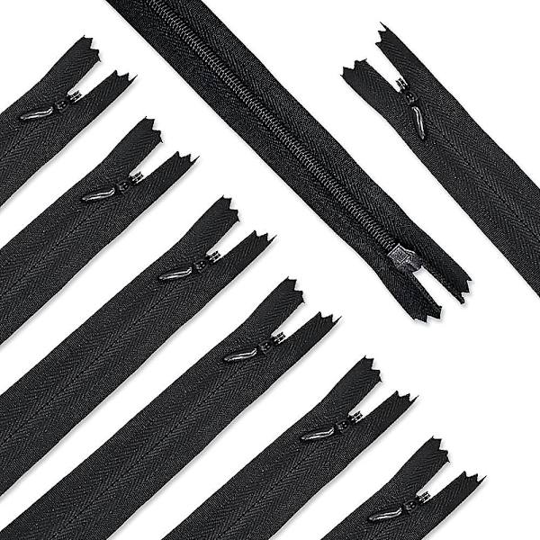 Nylon #3 Usynlige Glidelåser 45 stk 54,6 cm For Skredder Syerske Søm Håndverk Håndverkers Spesial Svart