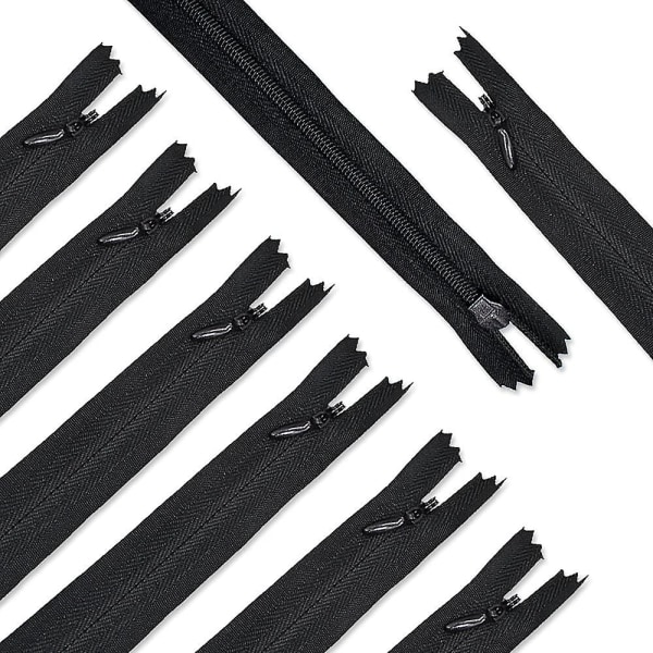 Nylon #3 Usynlige Lynlåse 45 stk. 54 cm Til Skrædder Syning Håndværk Håndværkers Special Sort