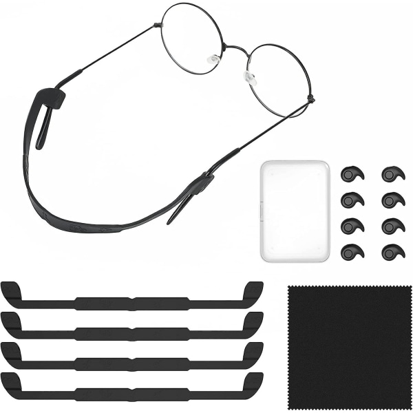 Glasögonremmar för barn, 4-pack anti-halksglasögonhållare, silikonglasögonhållare Glasögonhållare Stringhållare Stretchiga sportsolglasögon Str.