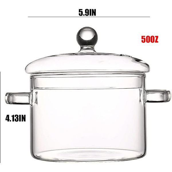 Glasgrytor för matlagning med lock, 1,5 liters glasgryta för spishäll, värmebeständig glasgryta och panna med lock, soppa, mjölk, barnmat