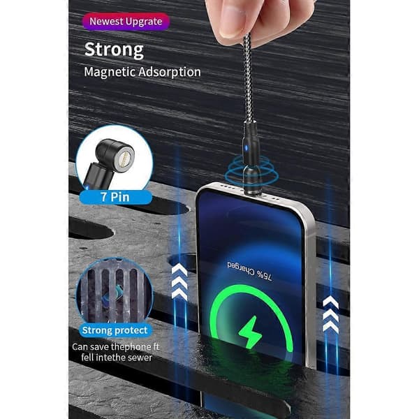 3-in-1 PD 60W magneettikaapeli 3A pikalataus Type C - Type C Micro-USB:lle