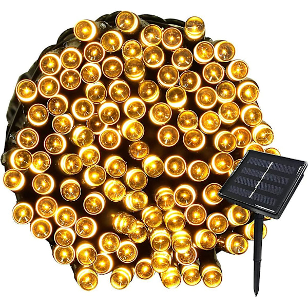 22m aurinkokennovalot 200 Led 8 naruvaloa, ihanteellinen juhliin, häihin, syntymäpäiviin ja ulkopuutarhaan (lämmin valkoinen, 1 kpl)
