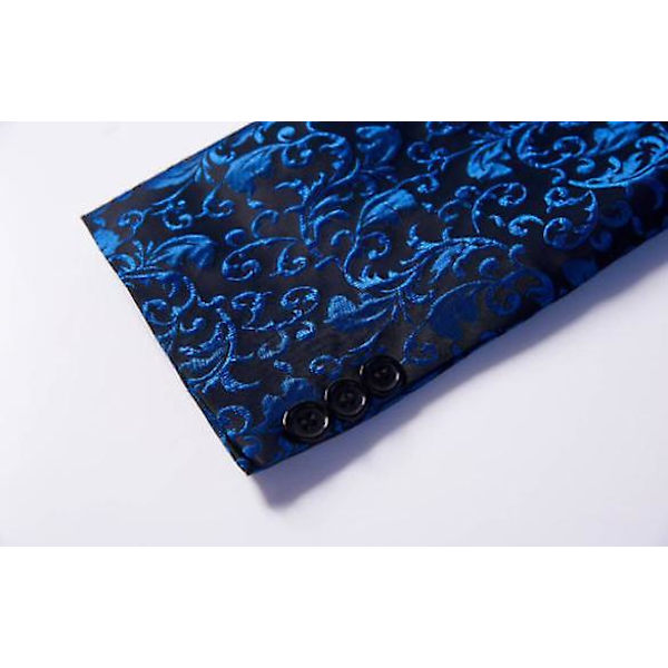 Herre Blomstret Revers Blazer Jakkesæt Print Dinner Smokingjakke blue s