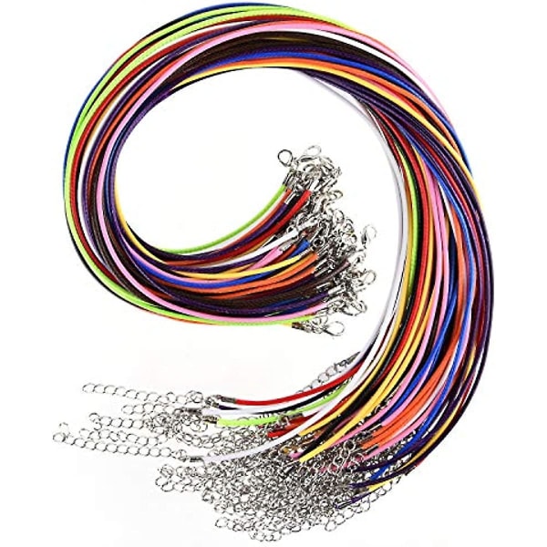 60 st Halsbandssnöre 2 mm vaxad halsbandssnöre med lås Halsbandssnöre för gör-det-själv Armband Halsband Smyckenstillverkning 10 färger