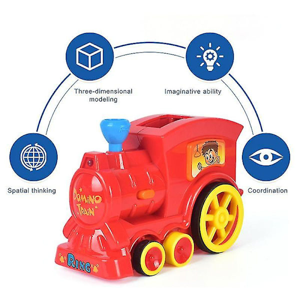 Domino Togsett Barn Domino Brikker Magisk Elektrisk Auto Oppsett Fargerike Plast Dominoer Baby Pedagogiske Brikker Småbarn Leker 01 red set