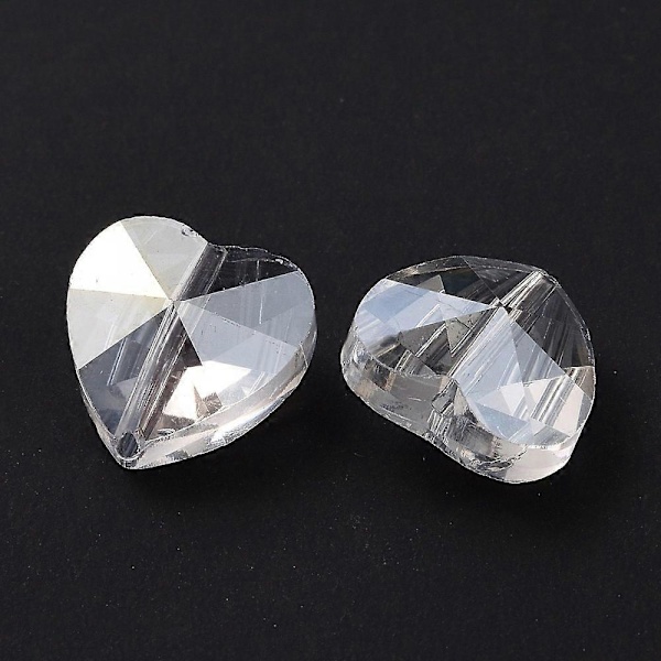 10 kpl Galvanoidut lasihelmet AB-väripinnoitetut Facetoidut sydämet Kirkas AB 14x14x8,5mm Reikä: 1mm