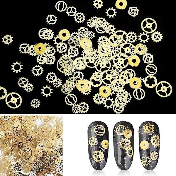 Laatikossa (n. 100 kpl) erittäin ohuita 3D Punk Time Gears -kynsikoristeita, seos, manikyyri, tee-se-itse-kynsien kärjet