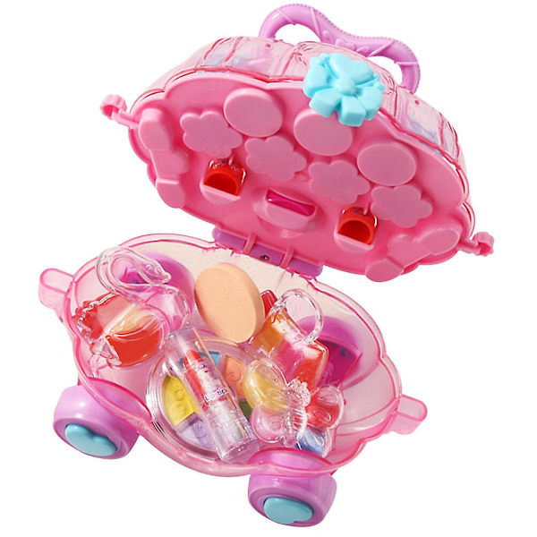 1 Set Barn Make-up Leksak Abs Rollspel Vattenlöslig Make-up Set Kosmetika Pink 17X14X9.5CM