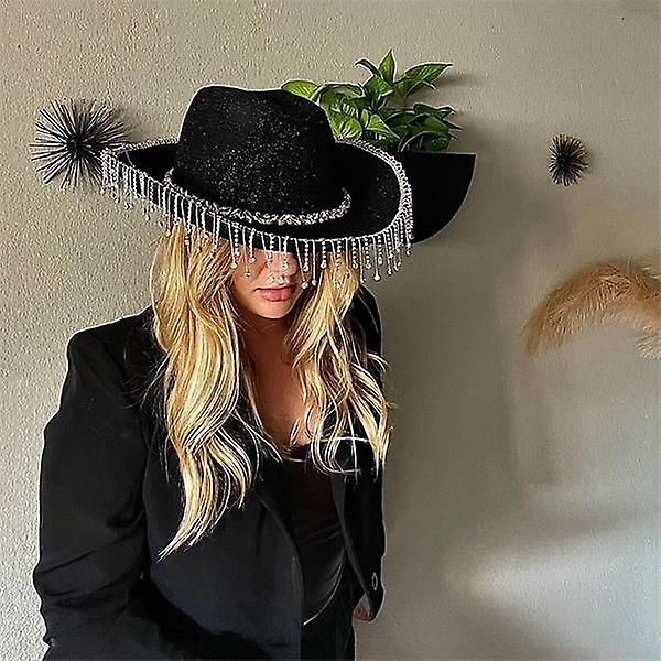 Rhinestone Cowboyhatt, Cowboyhatt med frynser, Bandana, Hjerteformede solbriller Pink