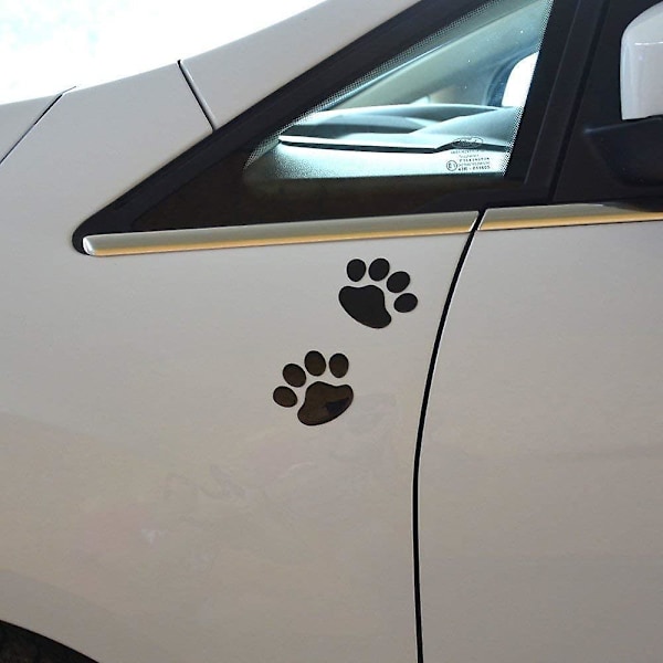 Pakke med 4 3D Krom Hundepote Fodaftryk Bil Emblem Mærkater (sort)