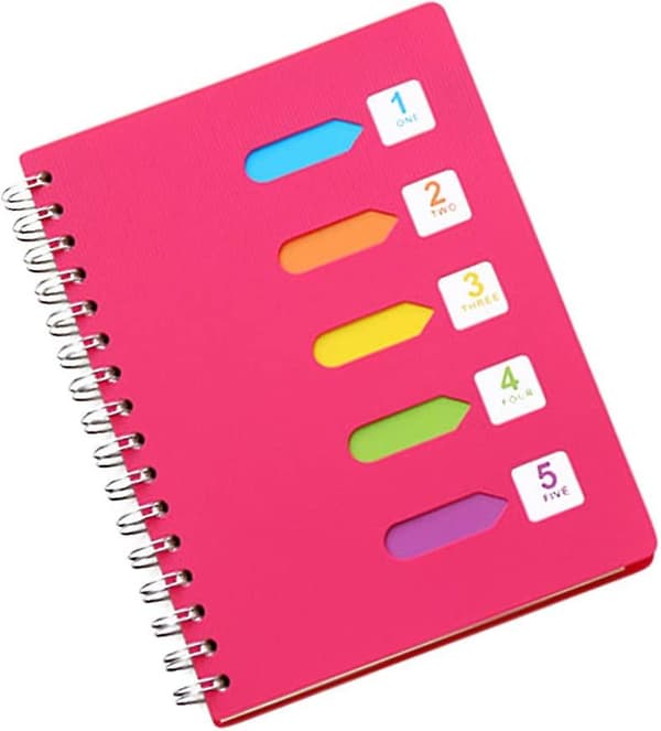 A5 Spiral Notesbog 2 Tommer Dagbog Notesblok Separator Linjeret Spiral Notesbog Til Kontor Skole (a5 Pink)