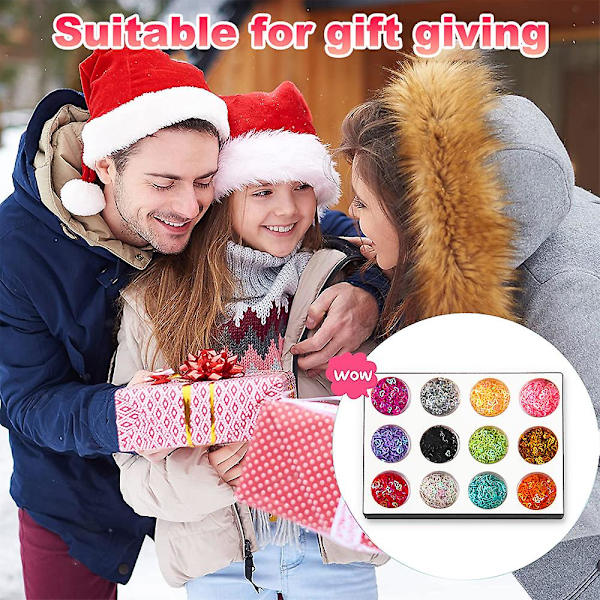 Nail Art Hollow Flash Sequin 12-färgad Holografisk Flash Blandad Hjärtformad Alla hjärtans dag nageldekoration Set4