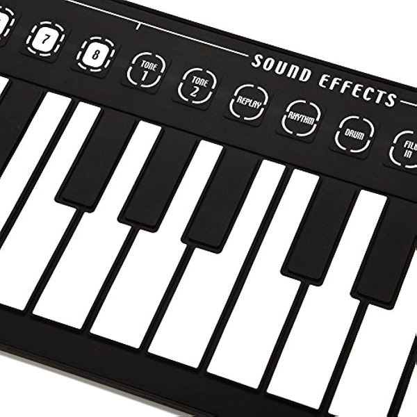 Vikbar elektronisk tangentbord Hand Roll Up Piano Portable 49 tangenter för barn Barn nybörjare Black