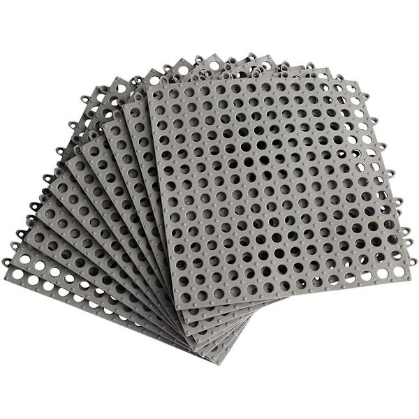 10 st Interlocking Pvc Golvplattor Med Massage Avloppshål - Diy Storlek Kök Badrum Halkfria Golvplattor Matta - För Pool Dusch Husdjursområde Stuga Däck