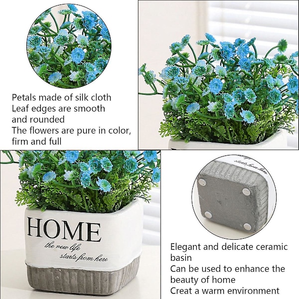 Konstgjord lavendel, stjärnformade falska gröna växter, krukväxter, små dekorationer, hem vardagsrum, matsal dekoration, bonsai blue