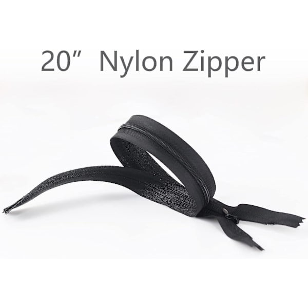 2-pak usynlige lynlåse, premium lynlåse til syning, usynlige #3 lynlåse til kjoler, nederdele (20 tommer sort+hvid)