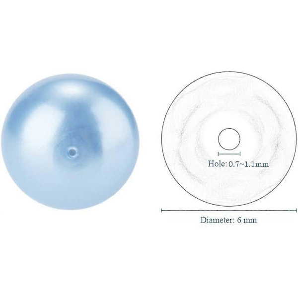 10mm Omtrent 100 stk. Små Satin Glans Glassperler Runde Perler Assortert Parti for Smykkefremstilling Rund Boks Kit Lyseblå