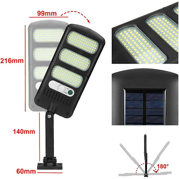 Utomhus solcellslampor, 2-pack 213 LED säkerhetslampor med rörelsesensor Vattentät 180° justerbar