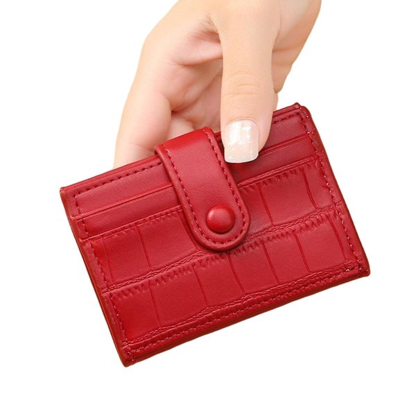 Ultratynd pung til kvinder, foldbar kortholder med multi-kort, bi-fold, kort model Red