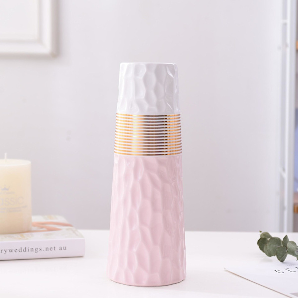 11\" Pinkki Platinum Finish Keraaminen Maljakko Kodin Sisustus
