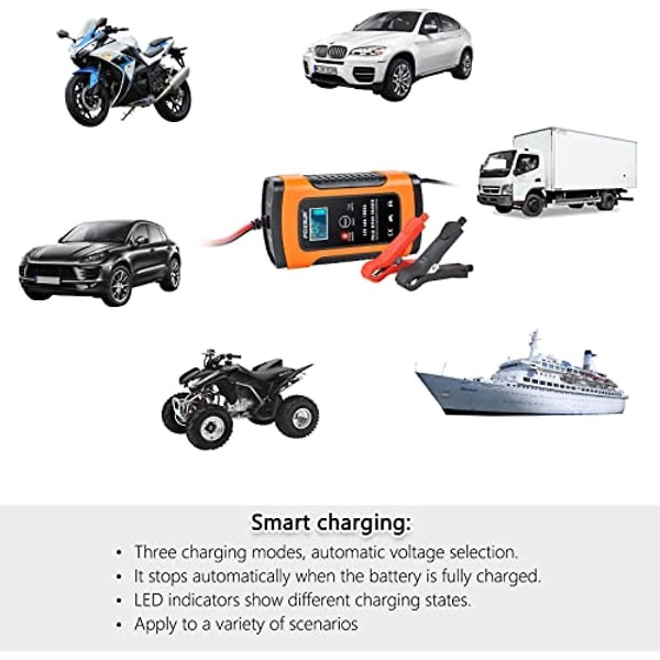 Youyijia bilbatteriladdare 12v 5a intelligent automatisk batteriladdare med lcd-skärm Lämplig för reparationer Underhåller bil motorcykel båtklippare bat
