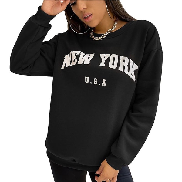 Dame Letter Print Langærmet Sweatshirt Toppe Pullovers Pink L