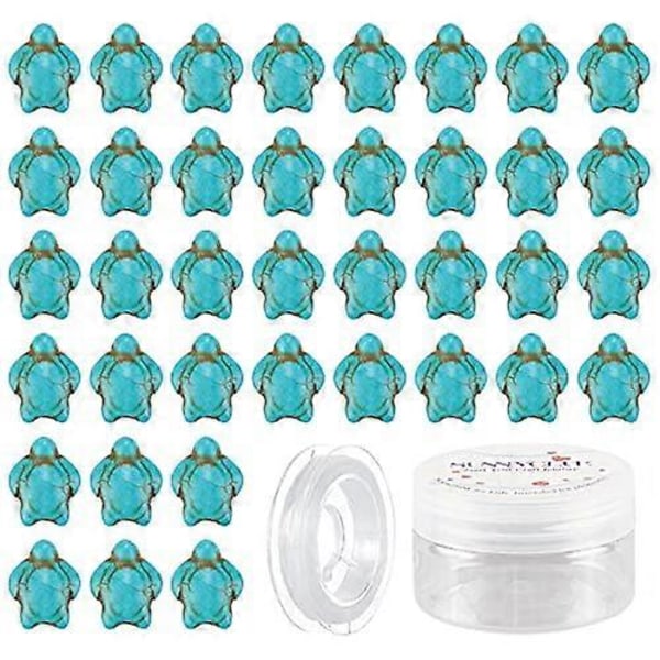 95 st Sea Turtle-pärlor Syntetisk Turkos Sköldpadda Charms Carved Ocean Animal Spacer Pärlor Elastiskt Tråd