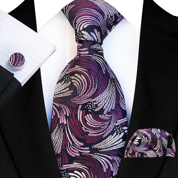 Slipsset för män, enfärgad paisley slips för män style 12