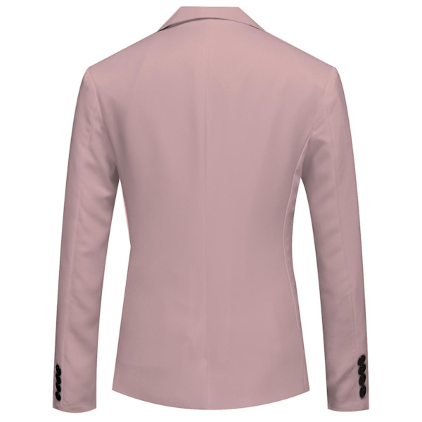 Herr Business Casual En Knapp Slå Revers Enfärgad Blazer Kostymjacka Pink L