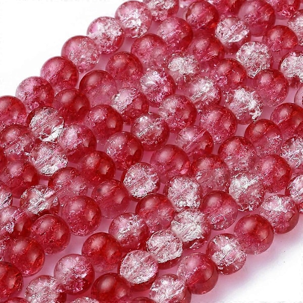 1 Säie Leivonta Maalattu Halkeileva Lasihelmet Säikeet Pyöreä Punainen 8mm Reikä: 1.3~1.6mm noin 100kpl/säie 31.4 tuumaa
